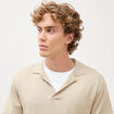 Polo manches courtes col cubain beige homme