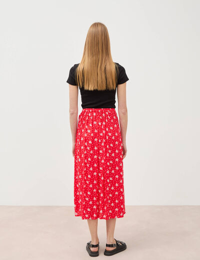 Jupe fluide rouge femme