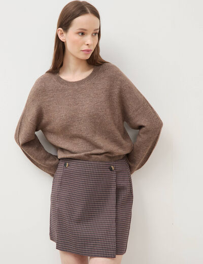 Mini-jupe droite courte marron femme