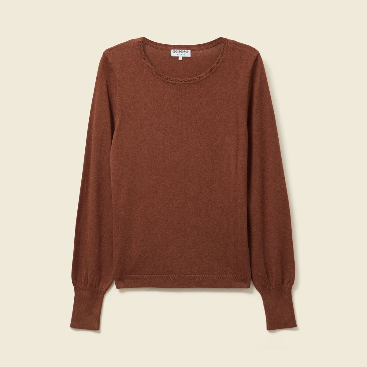 Pull manches longues marron fonc&eacute; femme