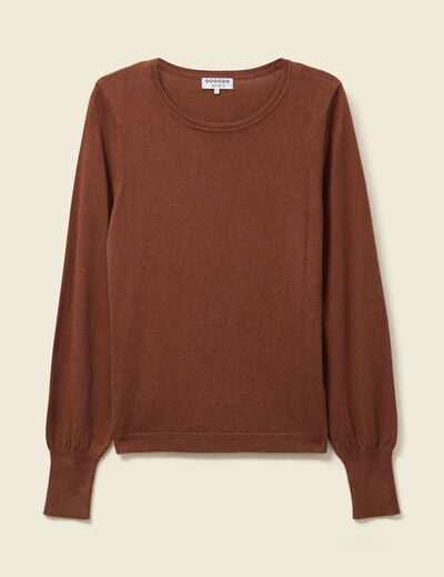Pull manches longues marron fonc&eacute; femme