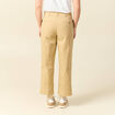 Pantalon large cropped taille haute beige femme