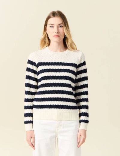 Pull manches longues bleu marine femme