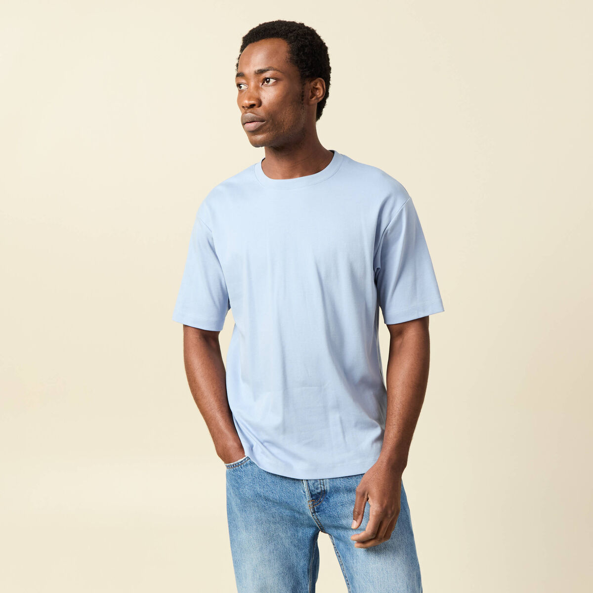 T-shirt manches courtes bleu gris homme