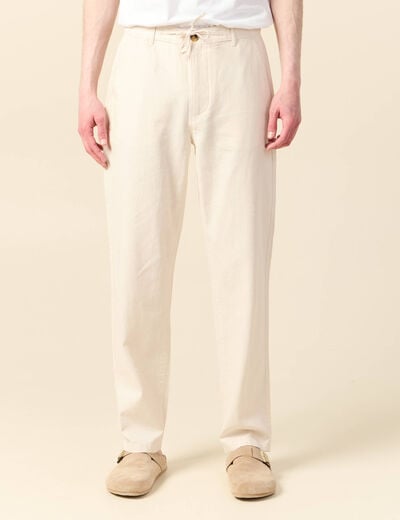Pantalon chino droit beige homme