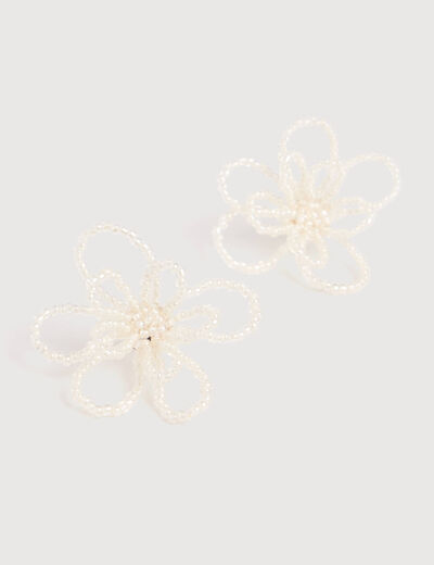 Boucles d'oreilles ecru femme