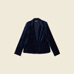 Tailleur droit court manches longues bleu canard femme