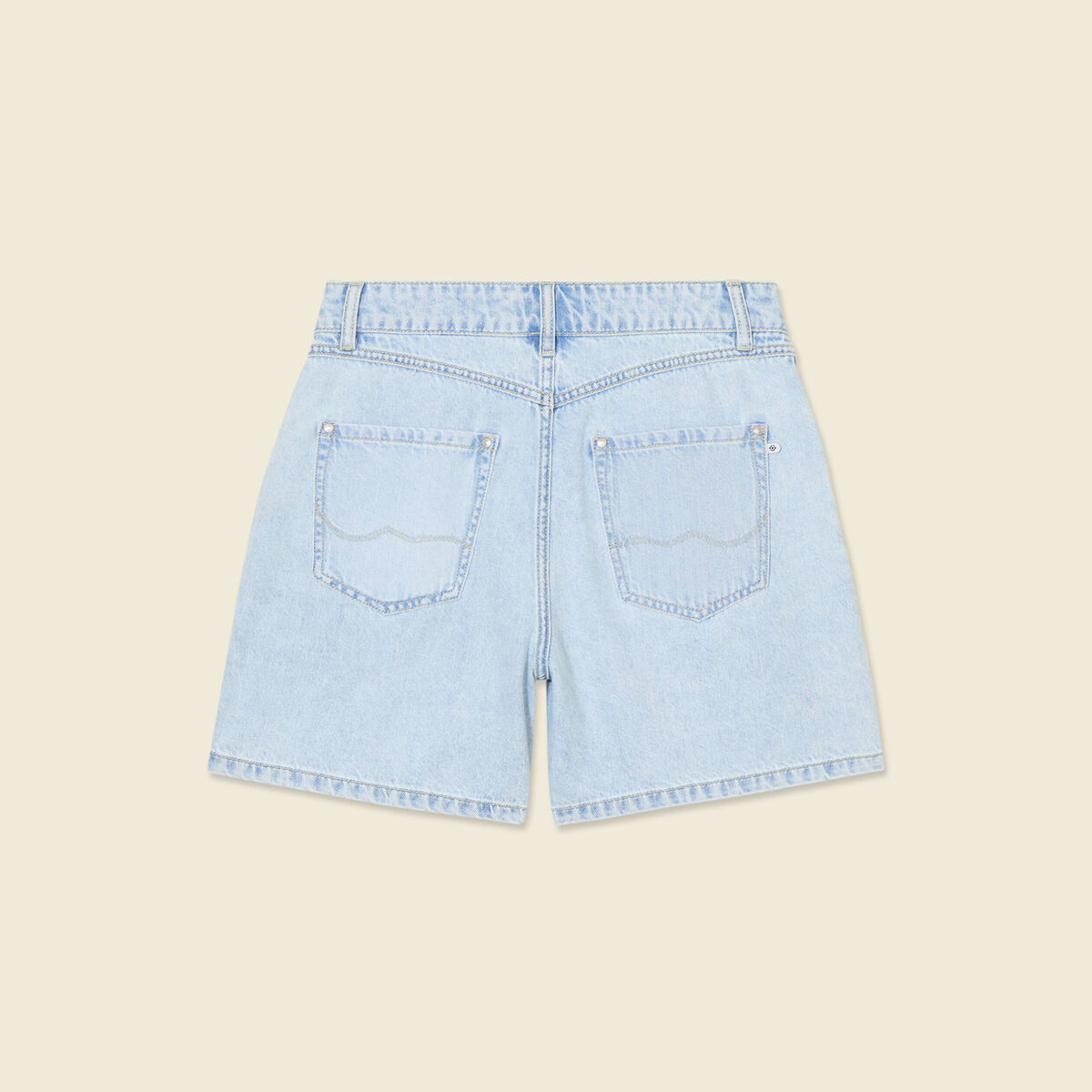 Short droit en jean &agrave; pinces denim bleach femme