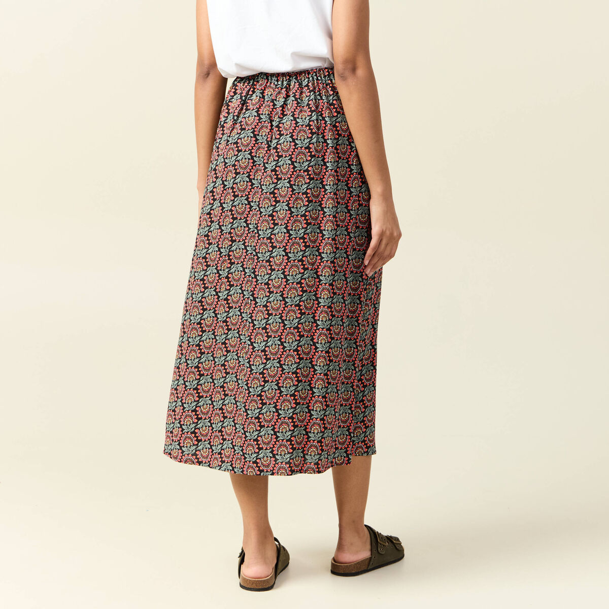 Jupe longue portefeuille noir femme