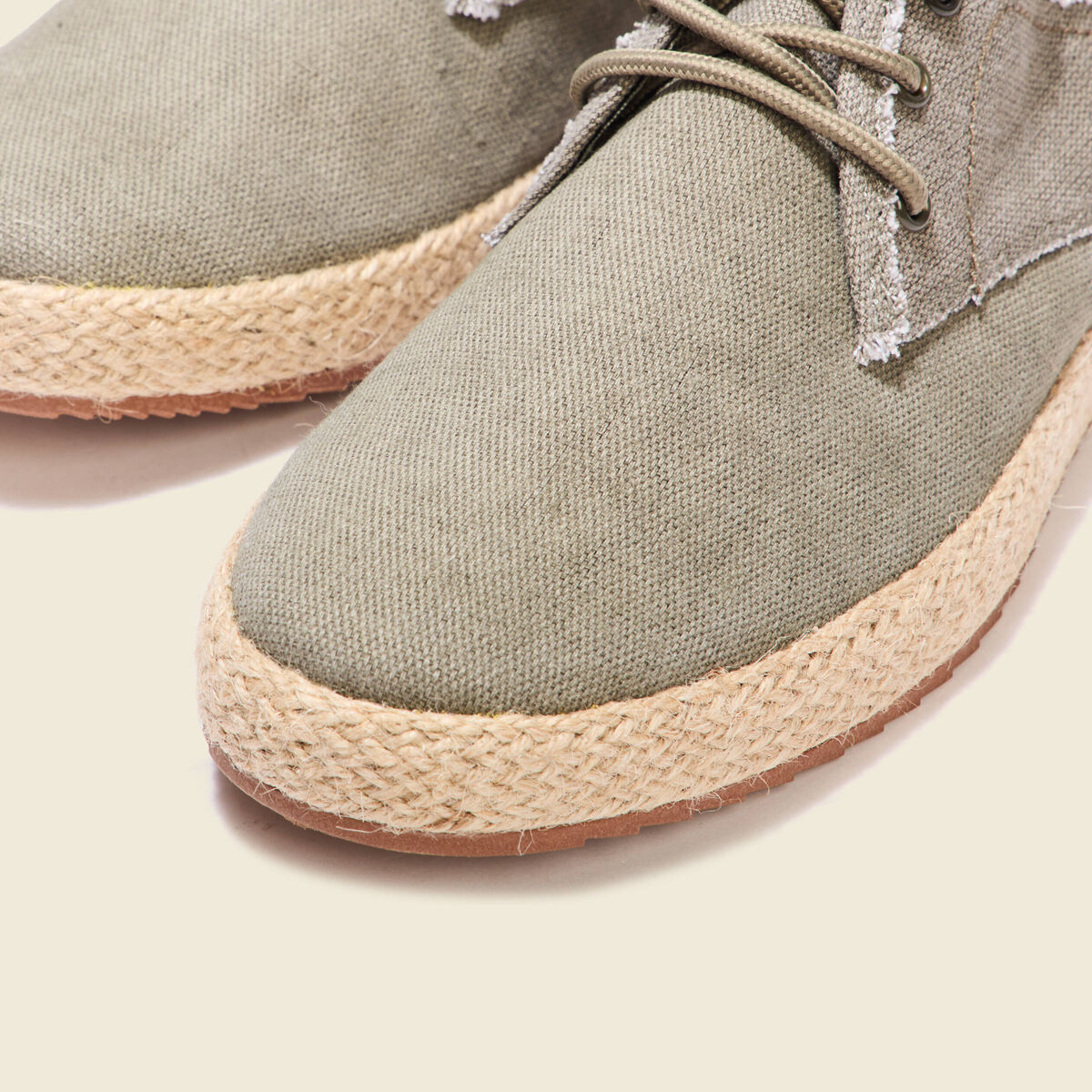 Espadrilles tennis à lacets vert kaki homme