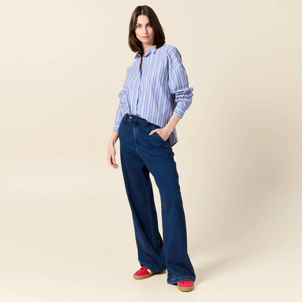 Chemise éco-responsable bleu clair femme