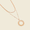 Collier 2 rangs avec pendentif couleur or femme