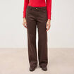 Pantalon wide leg taille standard marron femme