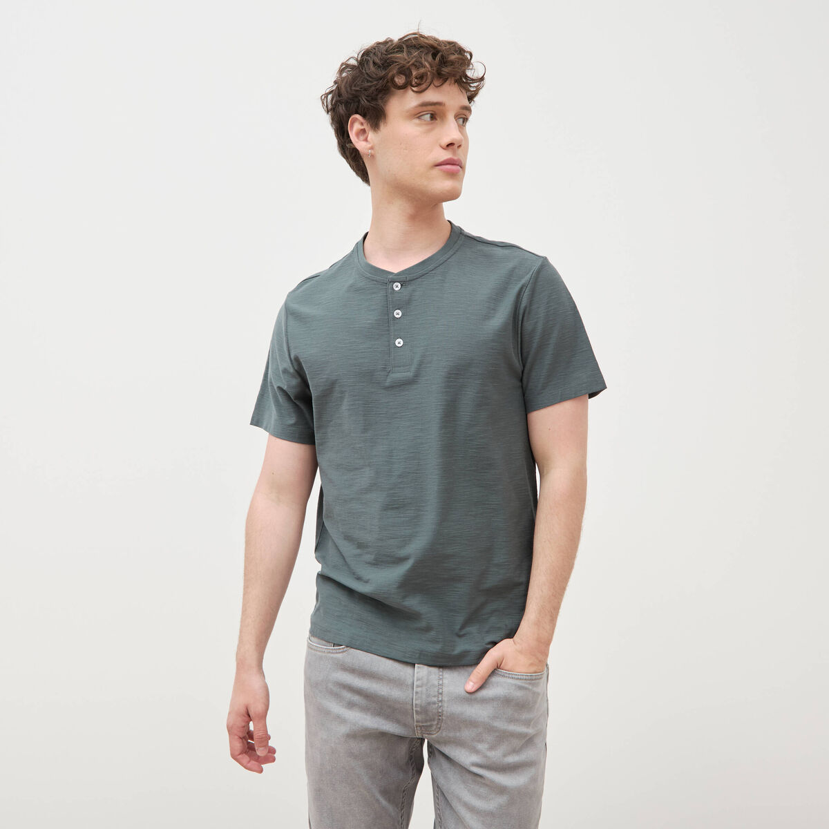 T-shirt manches courtes vert kaki homme