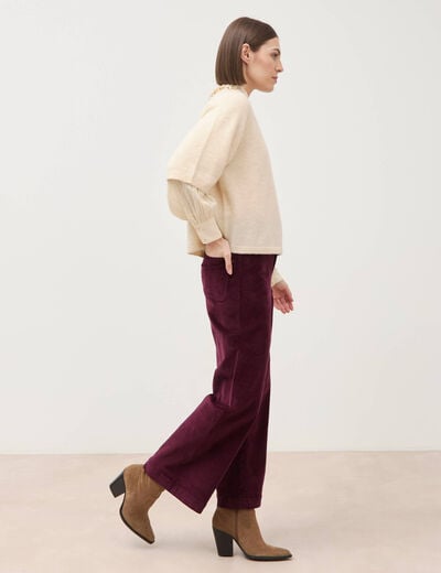 Pull droit col rond manches courtes ivoire femme