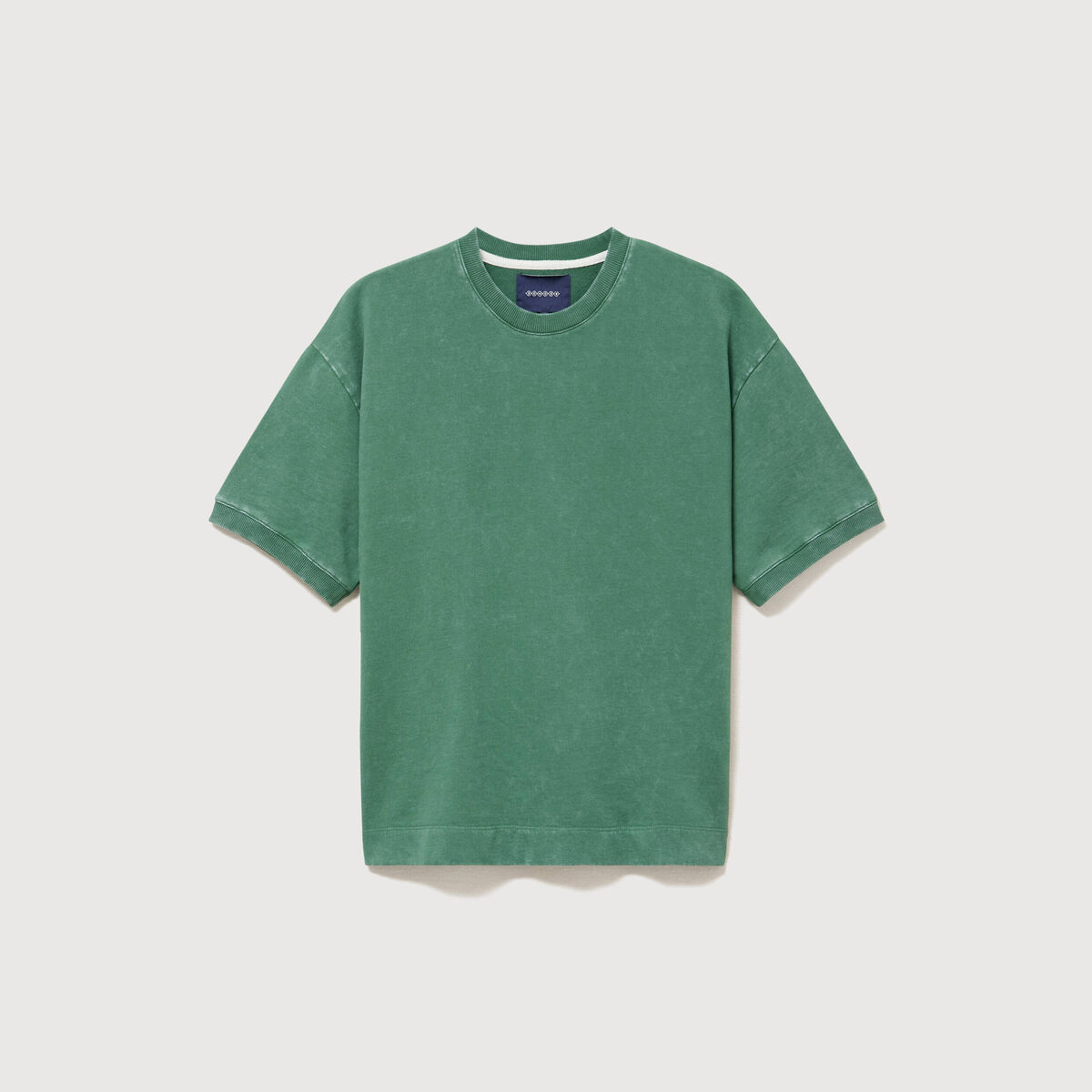 Sweat ample col rond manches courtes vert homme