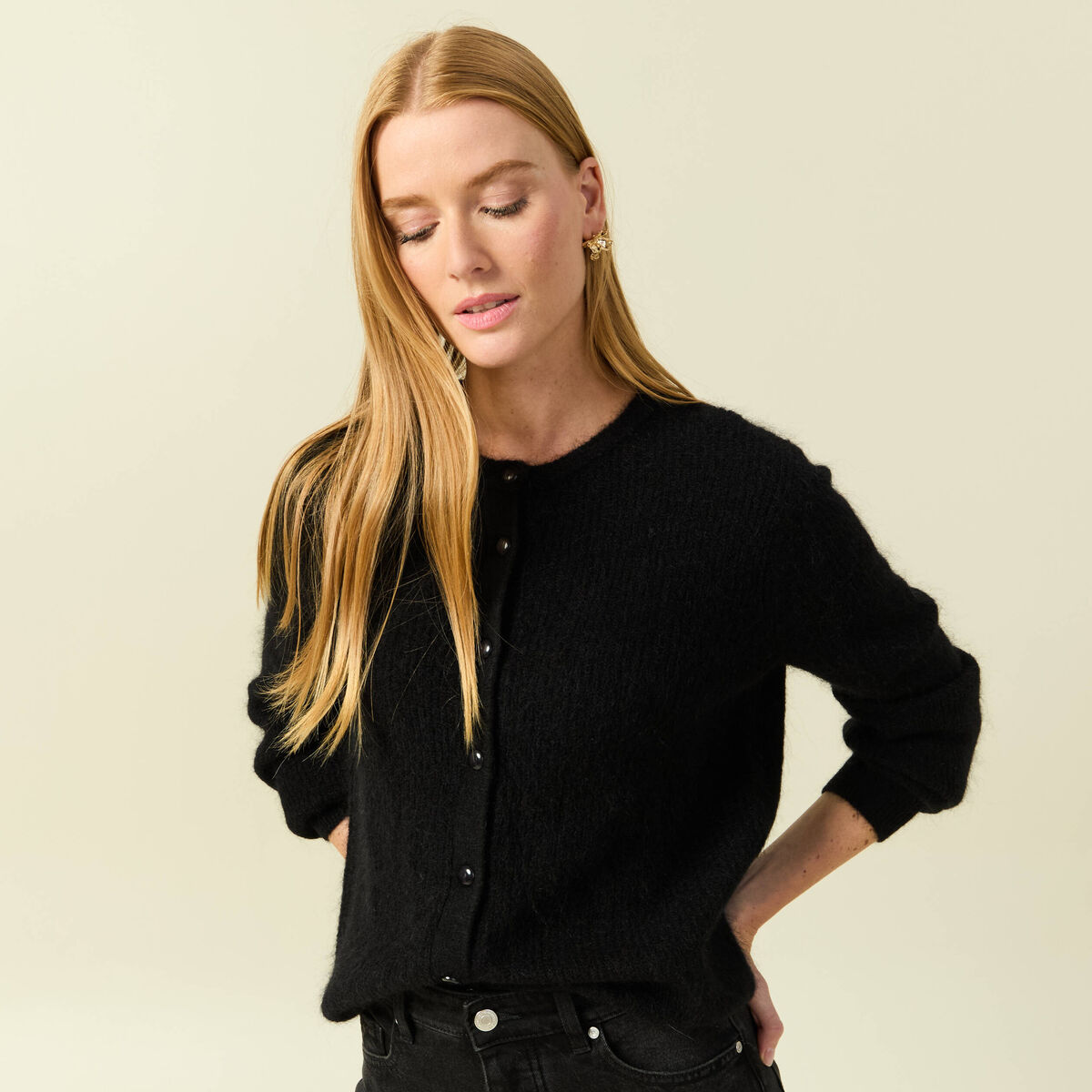 Gilet manches longues noir femme