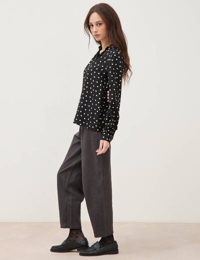 Blouse ample manches longues noir femme
