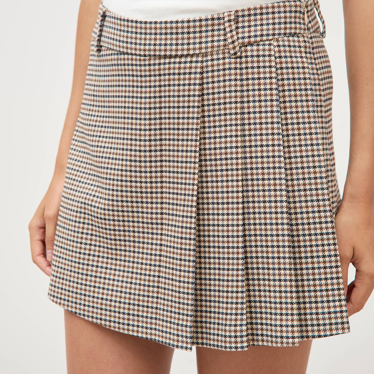 Jupe taille haute doubl&eacute;e marron femme
