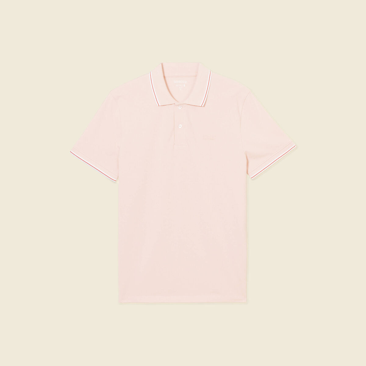 Polo cintr&eacute; en coton manches courtes rose clair homme