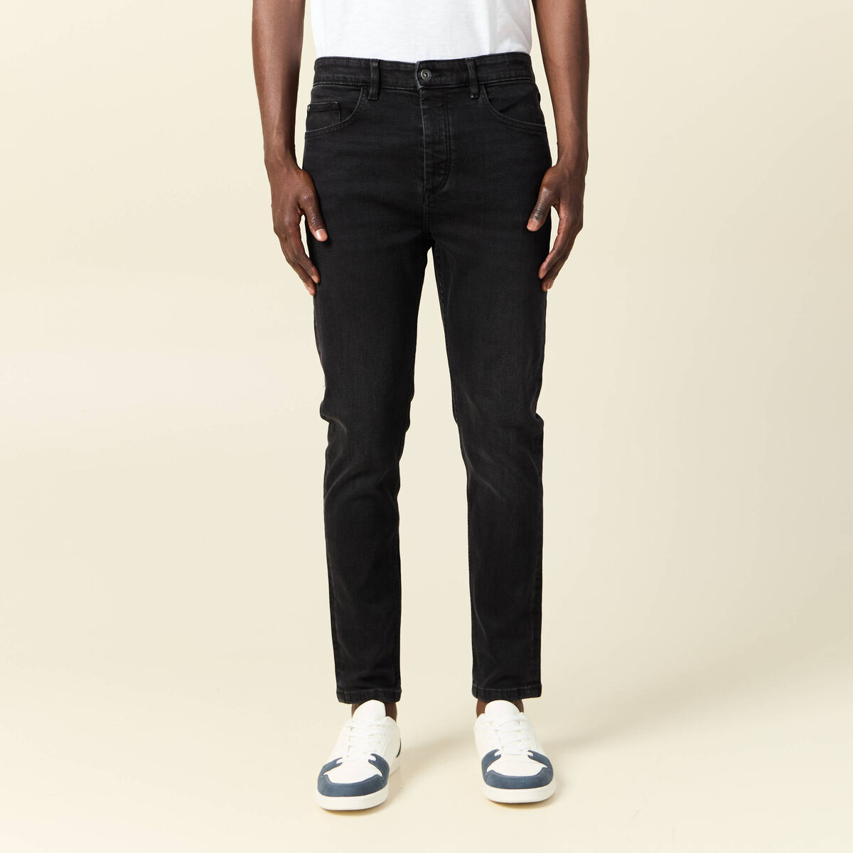 Jeans skinny tapered denim noir homme
