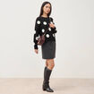 Pull manches longues col rond noir femme