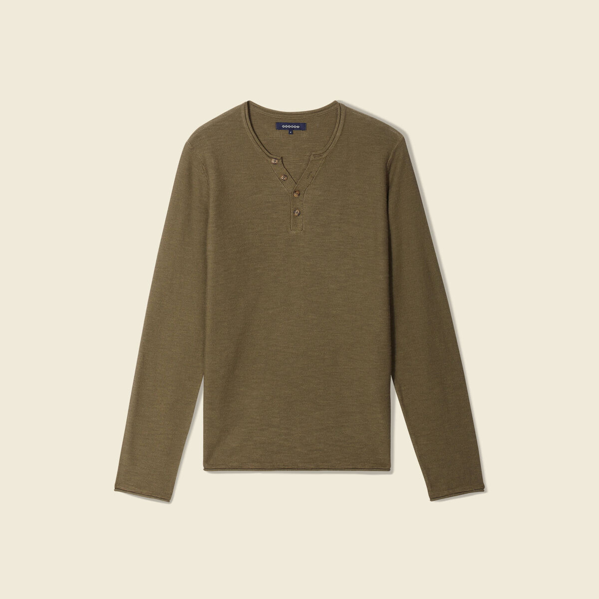 Pull manches longues vert kaki homme