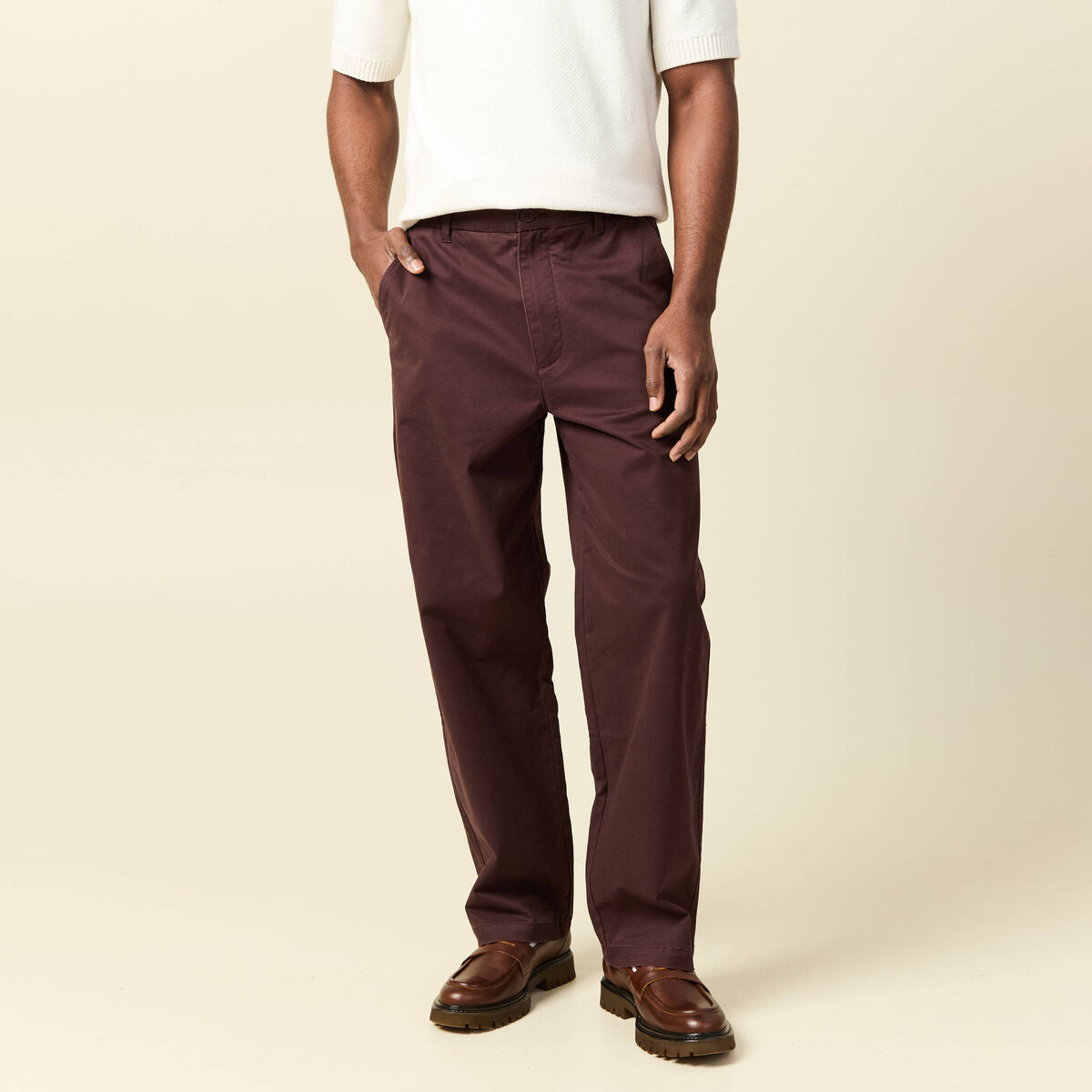 Pantalon marron fonc&eacute; homme