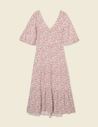 Robe longue évasée ivoire femme