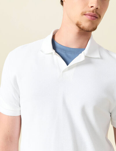 Polo cintré manches courtes en coton blanc homme
