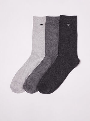 Lot 3 paires de chaussettes unies gris clair homme