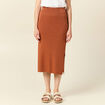 Jupe longue ajust&eacute;e en tricot orange fonc&eacute; femme