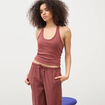 D&eacute;bardeur cropped d&eacute;collet&eacute; doubl&eacute; marron cognac femme