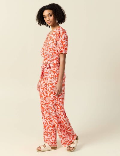 Blouse manches courtes orange foncé femme