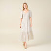 Robe longue évasée fluide blanc femme
