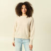 Pull col rond manches longues beige femme