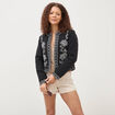 Veste en coton avec broderie noir femme