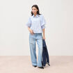 Chemise ample manches coude bleu ciel femme