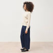 Pull oversize col v manches longues creme femme