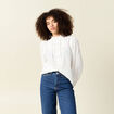 Chemise manches longues brod&eacute;e ecru femme