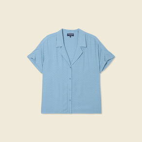 Chemise manches courtes bleu clair femme