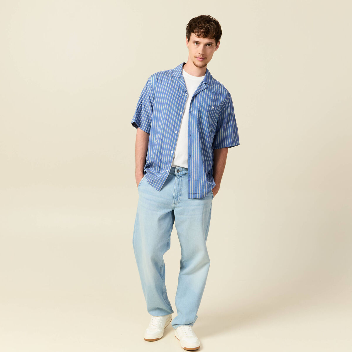 Chemise boyfriend manches courtes rouge foncé homme