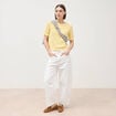 Jeans barrel taille haute 7/8&egrave;me denim blanc femme