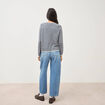 Pull droit col rond manches longues gris clair femme