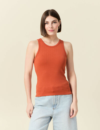 Débardeur 2 en 1 avec brassière intégrée orange foncé femme