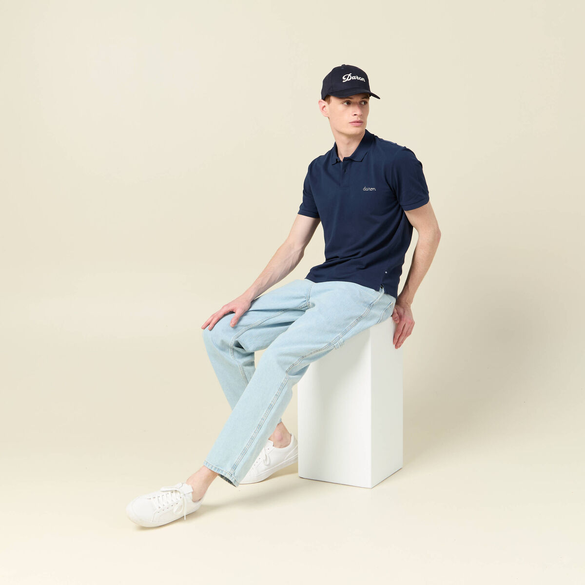 Polo manches courtes bleu marine homme