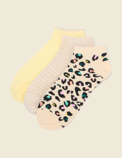 Lot de 3 paires chaussettes basses creme femme