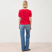Pull col rond manches courtes rouge fonc&eacute; femme