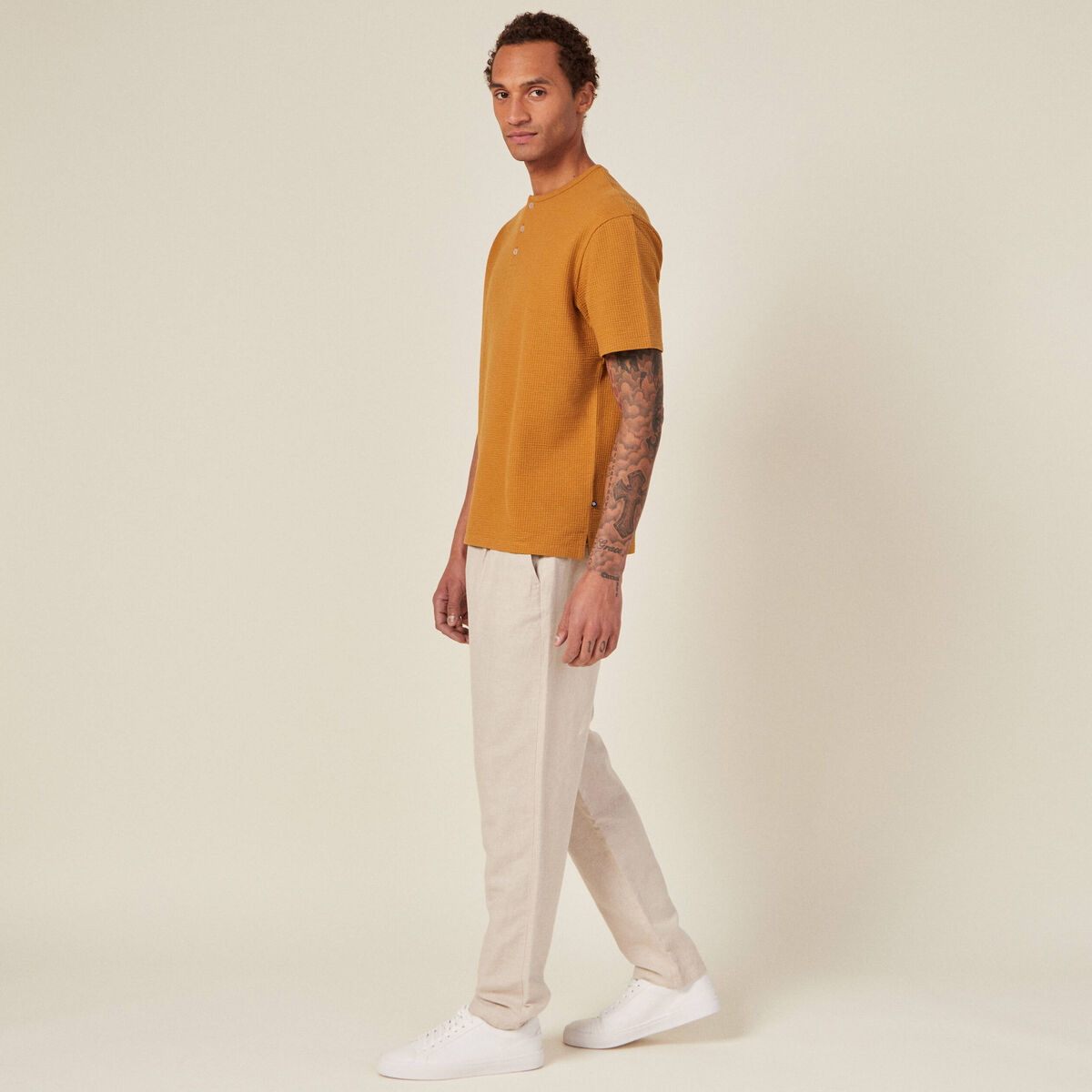 T-shirt oversize manches courtes camel homme