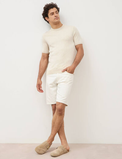 Bermuda regular en jeans denim blanc homme